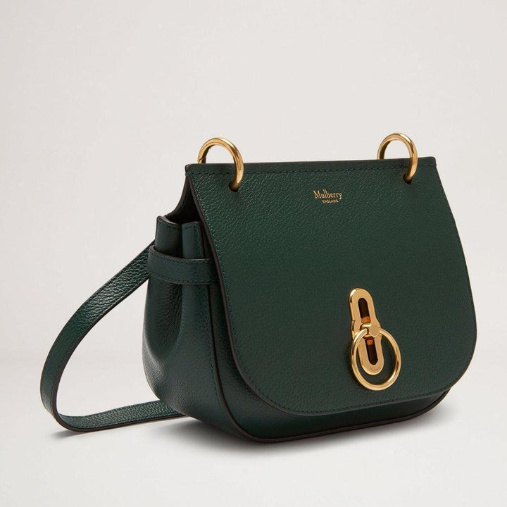 mulberry-bag-small-amberley-satchel-mulberry-green in dark green leather with gold details, Model HH4966205Q633