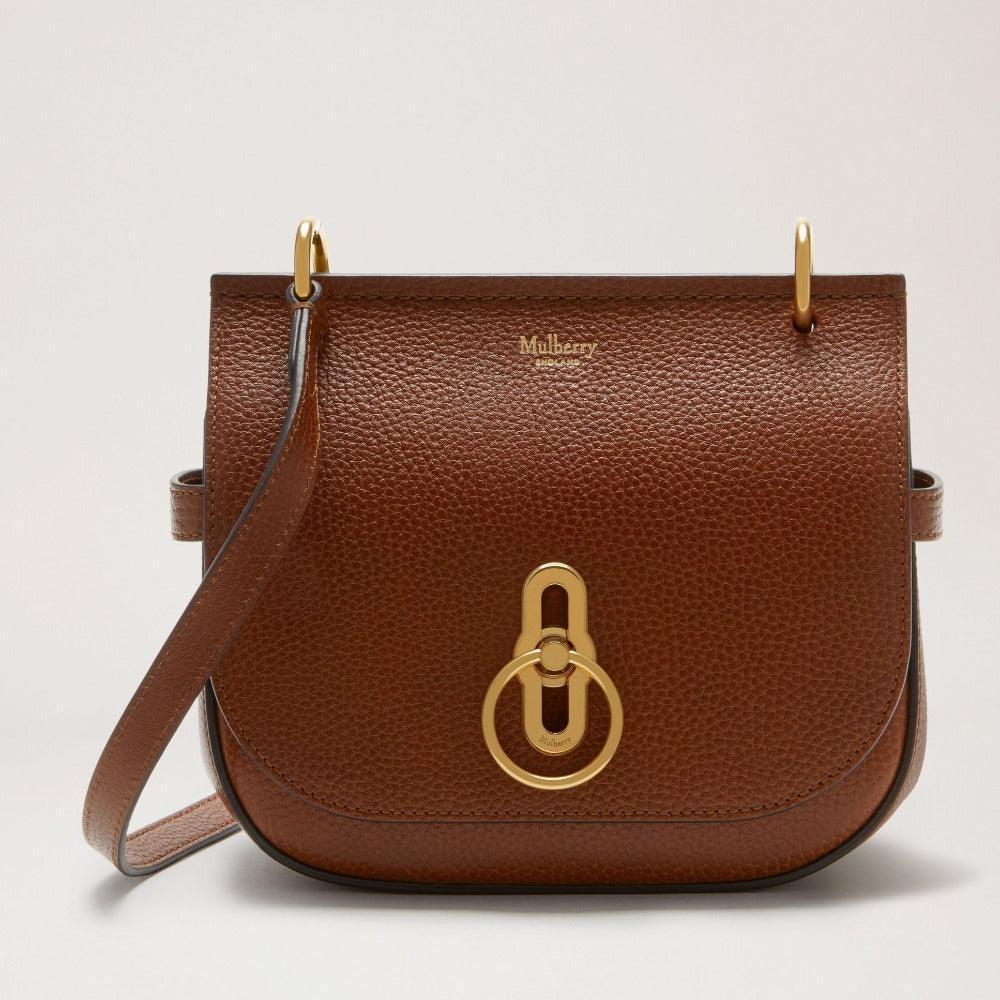 Mulberry Bag Small Amberley Satchel oak in brown leather with gold-colored buckle, Model HH8731552G110