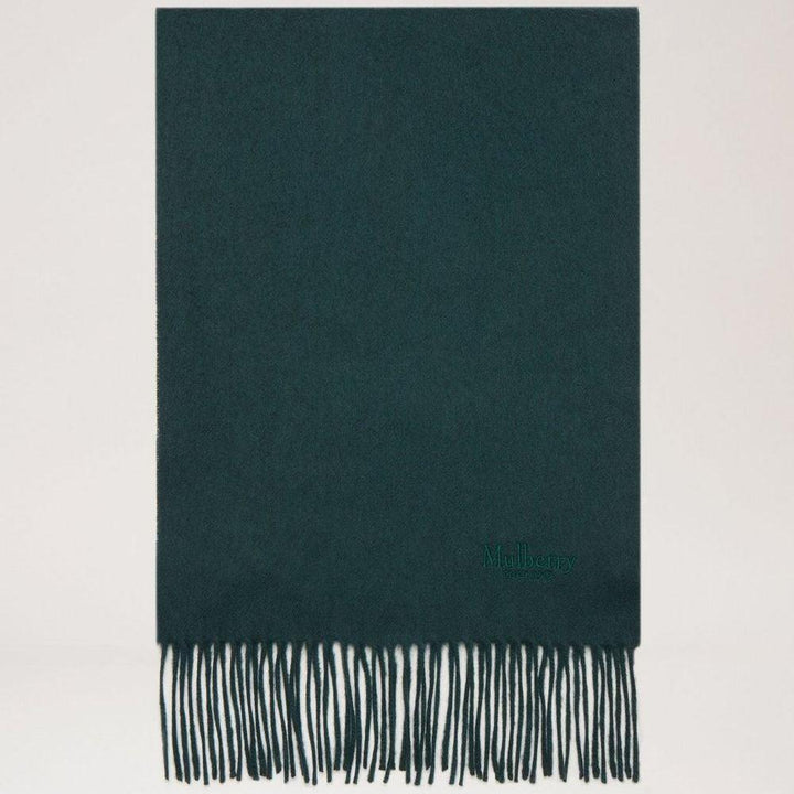 Mulberry Scarf Cashmere Scarf, dark green cashmere with fringes. Model VS4460484Q633.