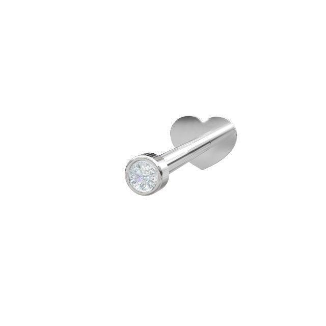 nordahl-silver-piercing w/ 1 zirconia shows a silver-colored heart-shaped piercing jewelry with clear stone. Model 314008cz9