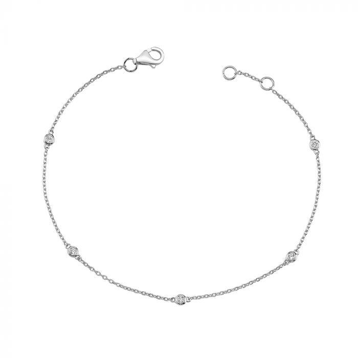Nuran 14 kt Zoe bracelet with diamonds, elegant thin chain bracelet in white gold. Model B1002HG-0125-1.