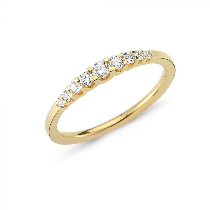 Nuran Empire Ring with Diamonds shows an elegant gold ring with seven clear diamonds, Model a3010-024-001