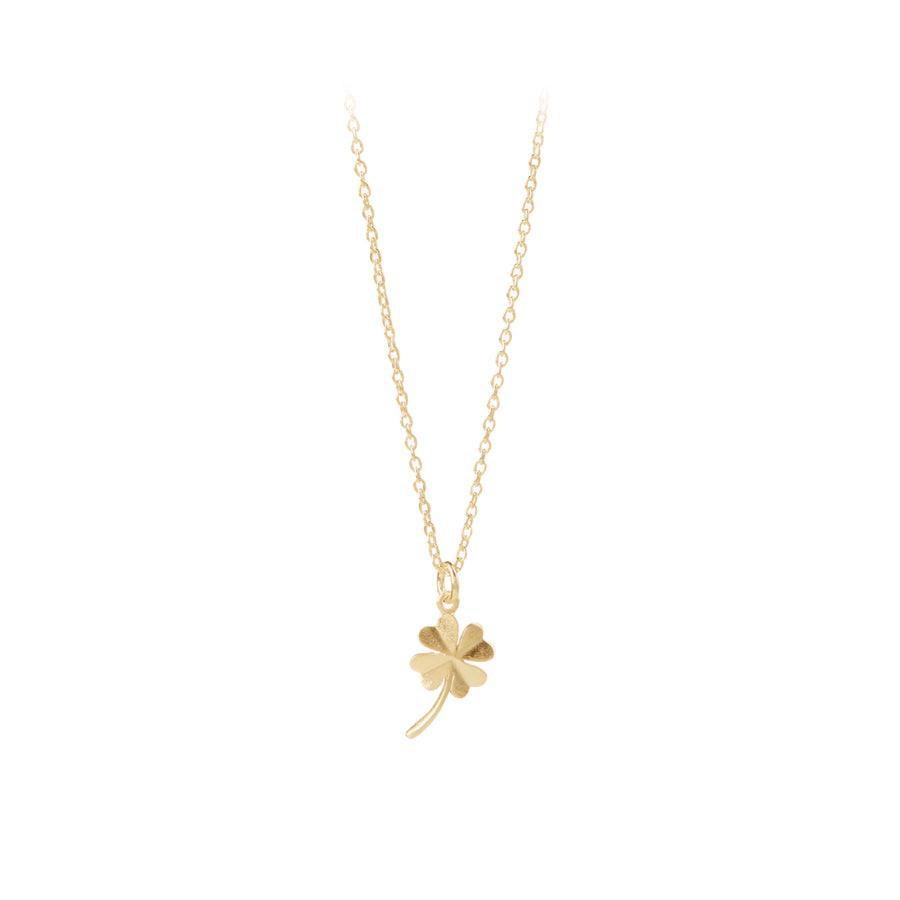 Pernille Corydon Clover Necklace with gold-colored four-leaf clover pendant on single chain, Model N-320-GP