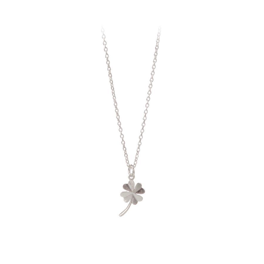 Pernille Corydon Clover Necklace with silver four-leaf clover pendant on single chain. Model N-320-S.