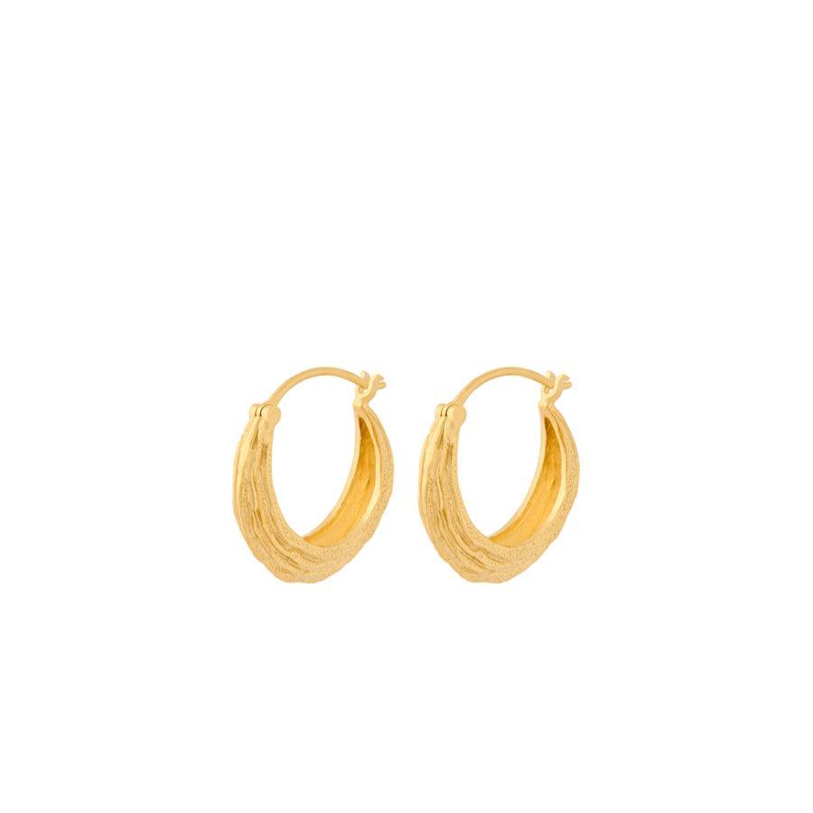 Pernille Corydon Coastline earrings in gold-plated silver with raw, undulating surface. Model E-470-GP.