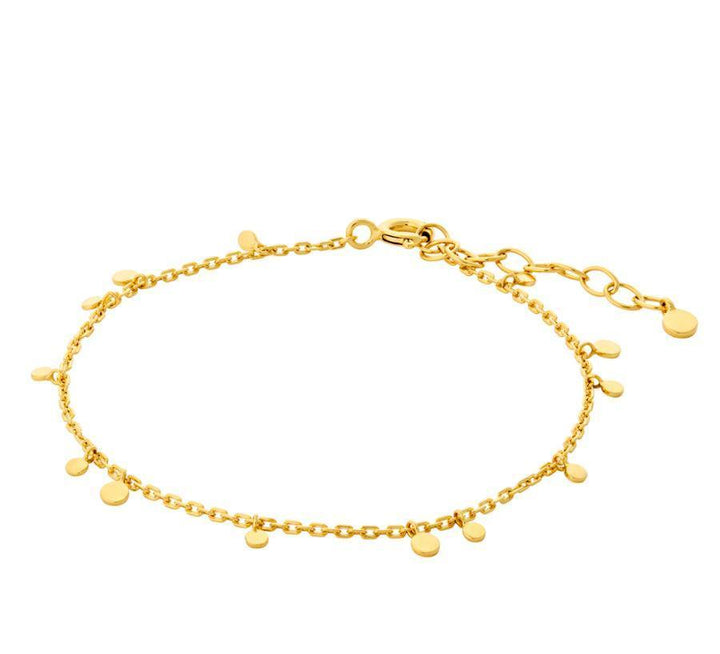 Pernille Corydon Glow Bracelet in gold with small round pendants, elegant and adjustable chain. Model B-018-GP