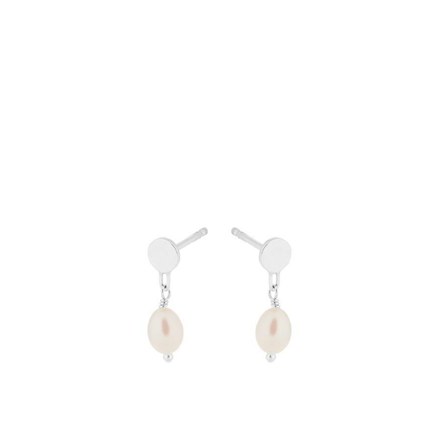 Pernille Corydon Ocean Dream Earrings with white freshwater pearls in a silver finish. Model E-430-S