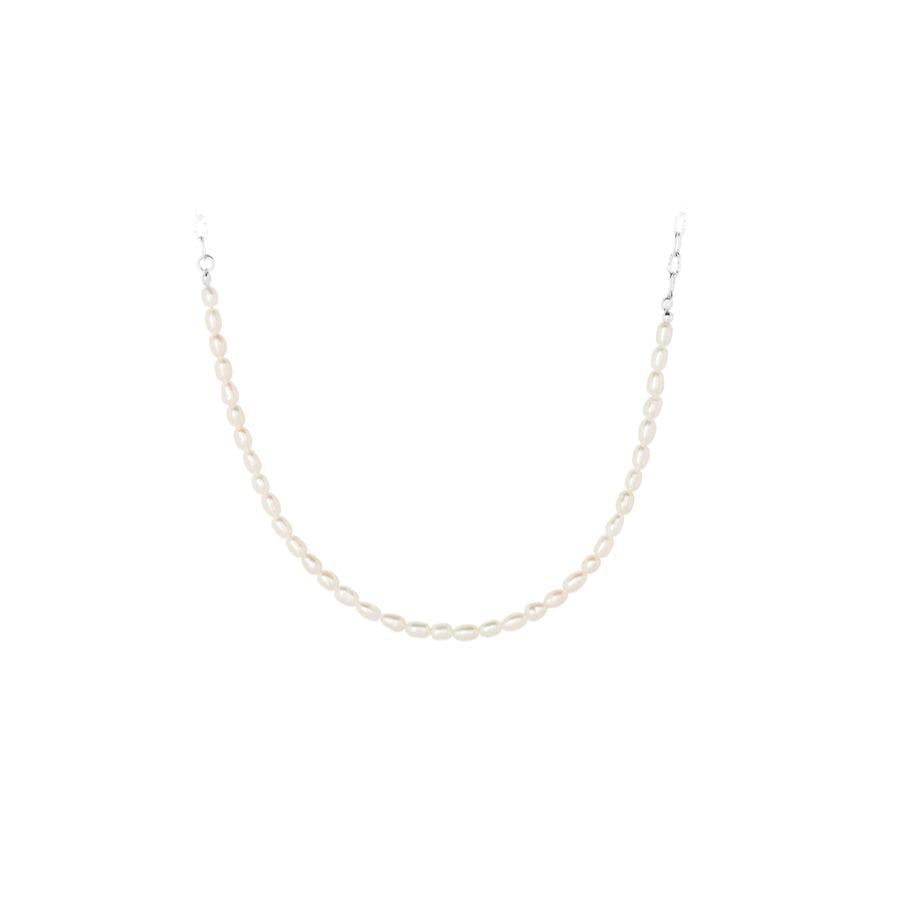 Pernille Corydon Seaside necklace with small white pearls and silver details, Model N-447-S.