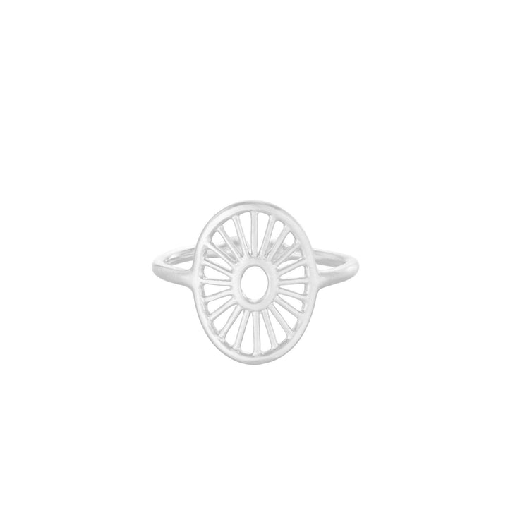 Pernille Corydon Small Daylight Ring in silver with oval sunbeam motif, Model R-472-S-R-472-S-002-1.