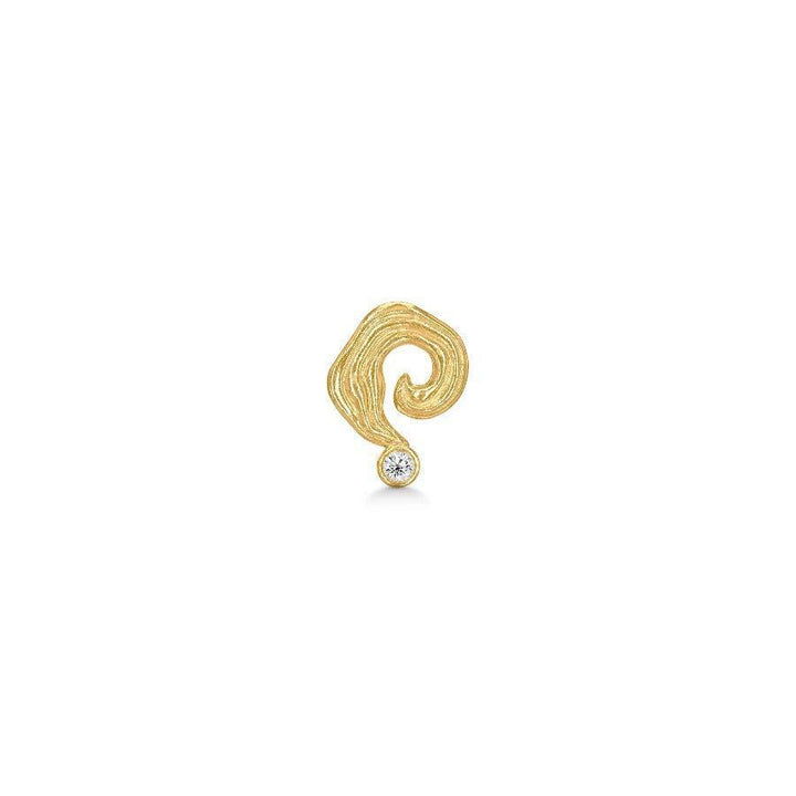 Polar Jewelry Galaxy Gold Plated Earring Single shows a twisted gold colored earring with clear stone. Model SPG-ST-GD-WZ-00405