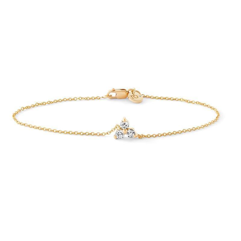 ro copenhagen 18kt joy bracelet with three small diamonds on a gold chain, Model 106575-001-1