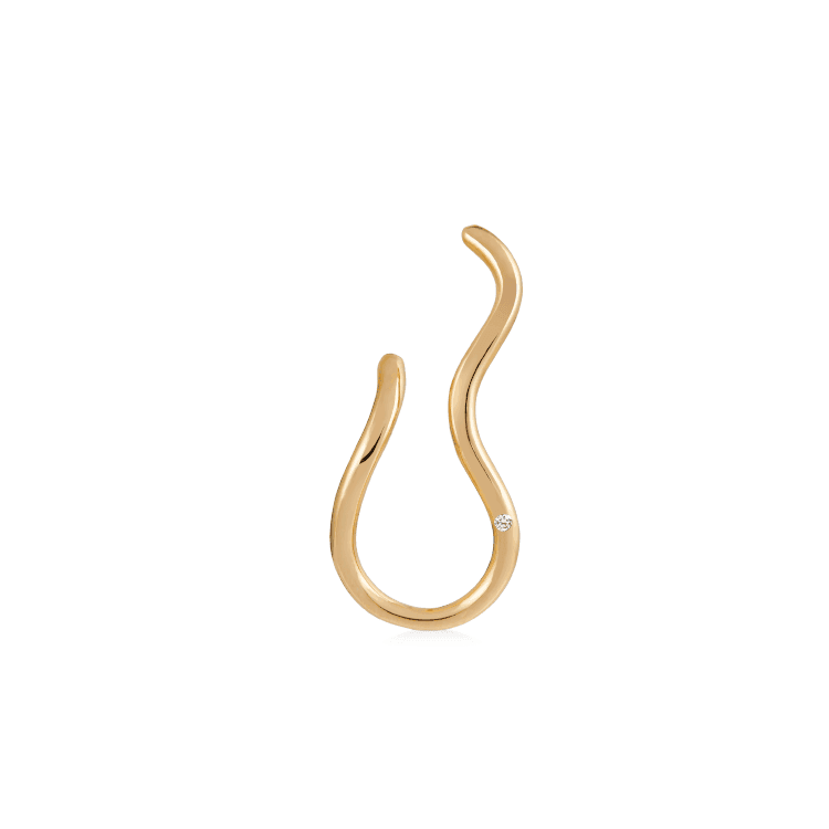 RO Copenhagen 18kt Fryd Wave earring left in wavy gold with small diamond detail, Model 108102-1