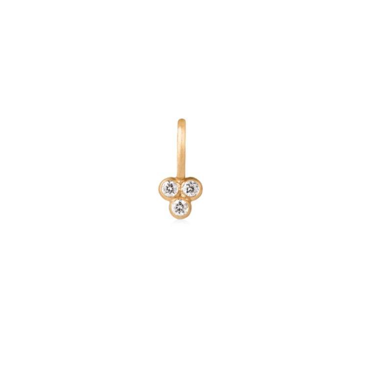 RO Copenhagen 18kt Orbit Dot Diamond Pendant in matt gold with three diamonds, Model 96715-1.