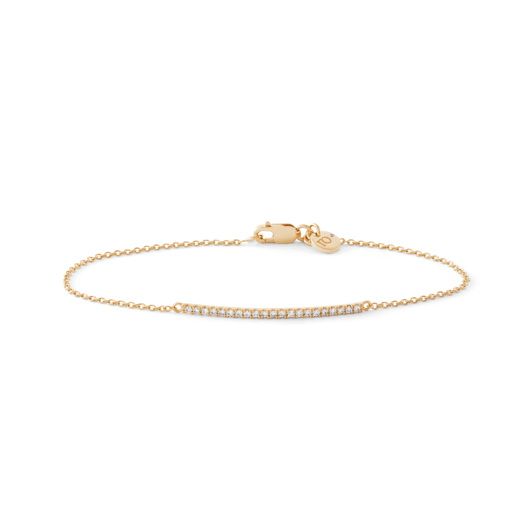 Ro Copenhagen 18kt Rock Classic bracelet with thin gold chain and diamond studded bar, Model 106497-001-1.