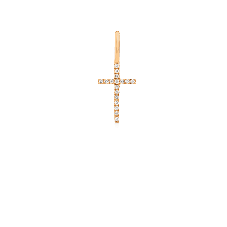 ro copenhagen 18kt Rock Classic Cross Diamond Pendant shows an elegant cross pendant in gold with diamonds, Model 105692-1