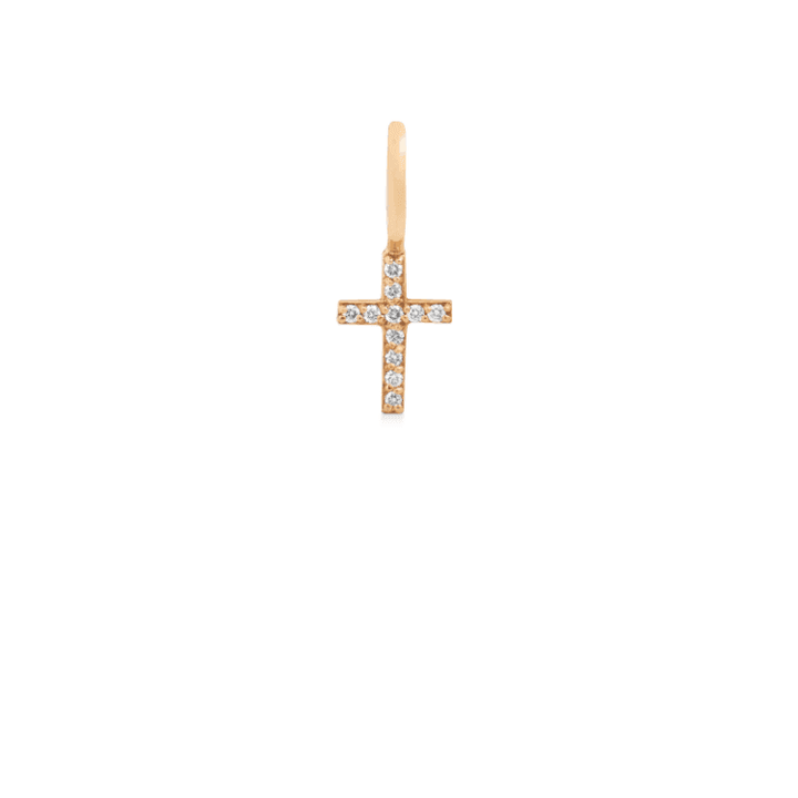 Ro Copenhagen 18kt Rock Diamond 8mm pendant, diamond cross in gold with small clear diamonds. Model 105693-1