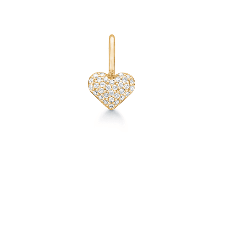 Ro Copenhagen 18kt Rock My Heart Diamond Heart Pendant shows a heart-shaped pendant in gold with sparkling diamonds. Model 121371-1.