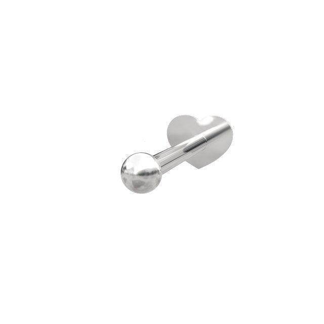 solv piercing in shiny steel with heart-shaped back piece, minimalist design. Model 314000-9-1