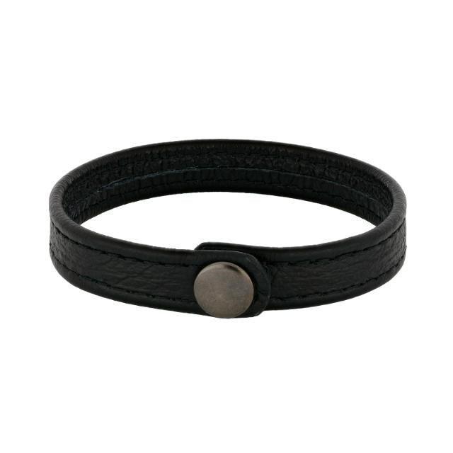 Son of Noa men's bracelet in black leather with simple push button closure. Model 80410029121-001-1