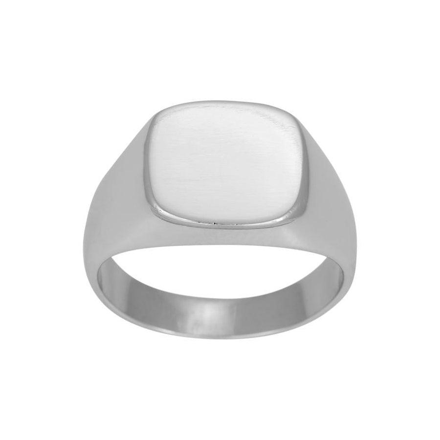 Son of Noa herre ring i blankt sølv, firkantet design, forside, Model 125104