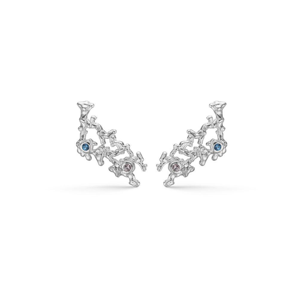 Studio Z Genesis Earrings Silver showcases a set of organically shaped silver earrings with colored stones. Model 8117808-8117808