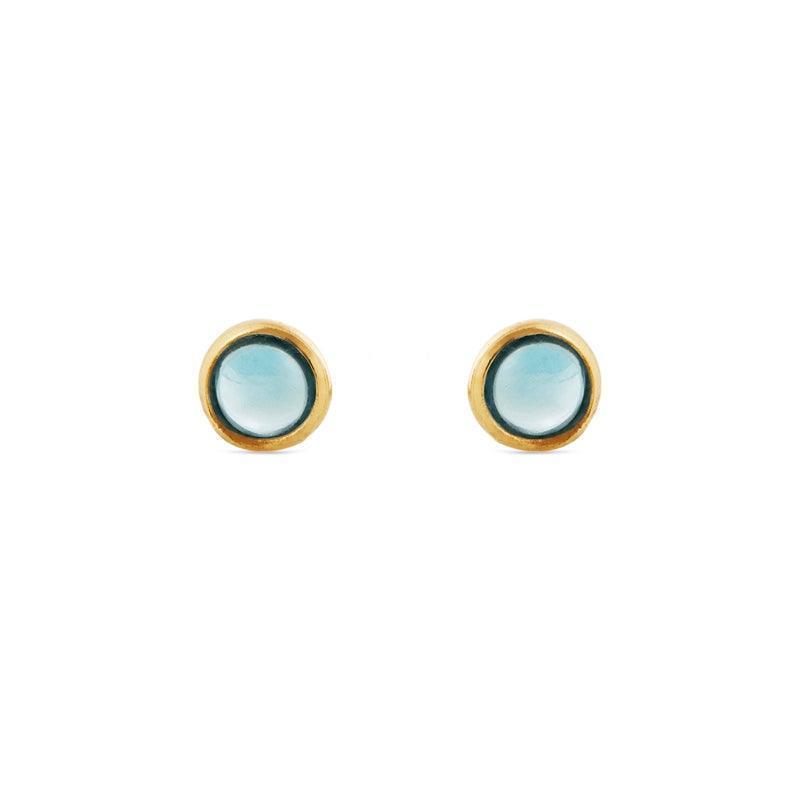 Susanne Friis Bjørner earrings gold-plated London blue crystal, round earrings with light blue stones. Model 5535-2-174-1