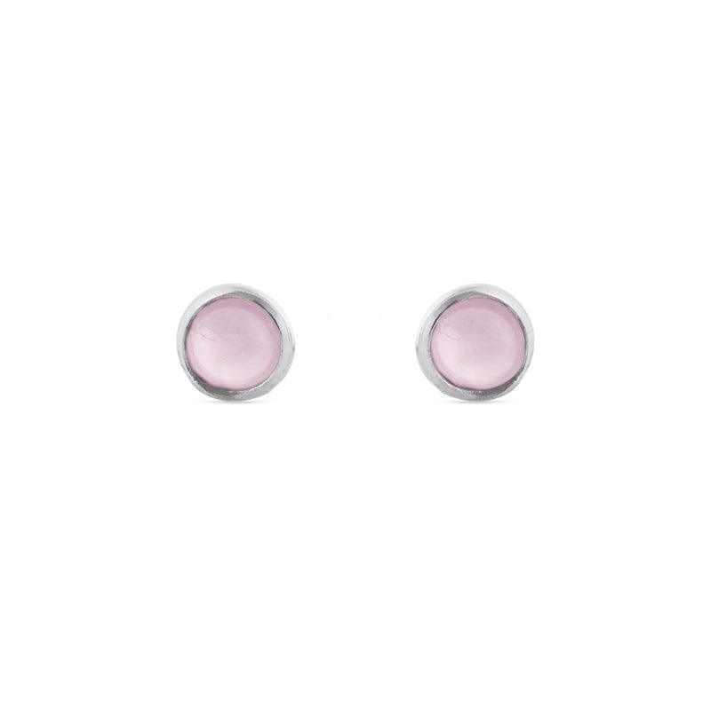 Susanne Friis Bjørner Silver Earrings with pink crystal, small round earrings with pink stones. Model 5535-1-112-1