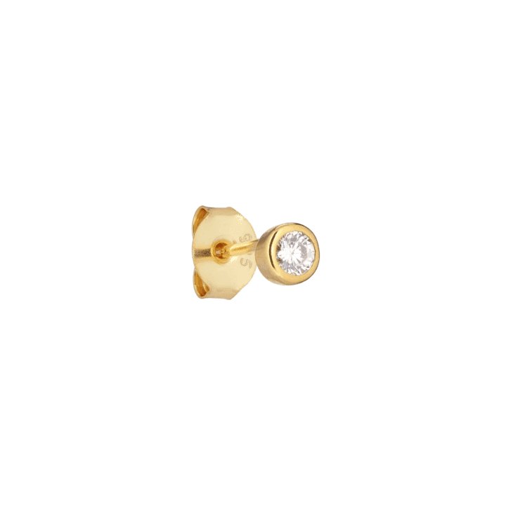 the earring shop petite white zirconia earrings in gold with round clear stone, Model SS2114-SS2114-1